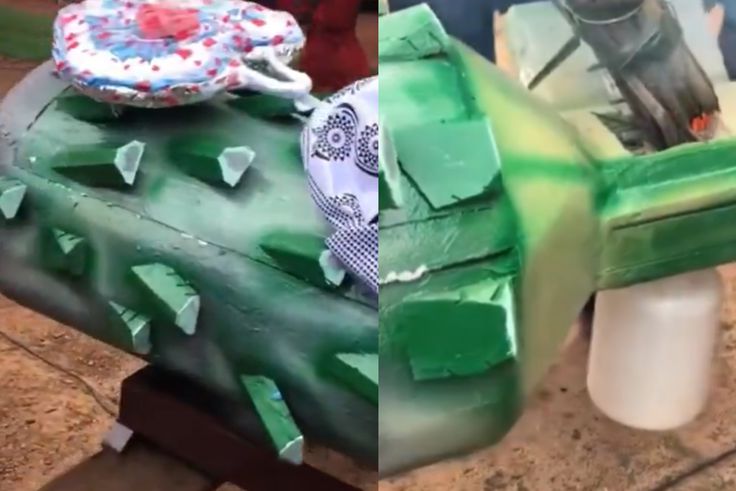 Extraordinary coffin used for dead Ghanaian palm wine tapper's burial sparks reactions