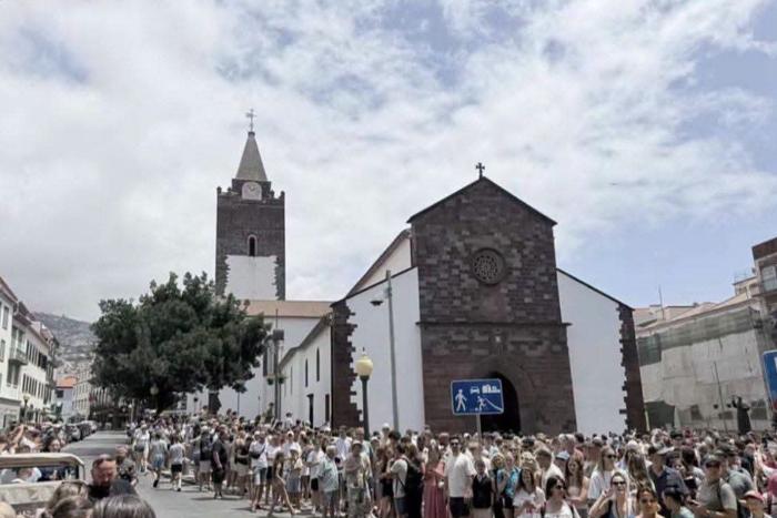 Large crowd gathered at a  Cathedral in Ronaldo's hometown on August 8 following reports that Ronaldo was getting married