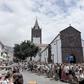 Large crowd gathered at a  Cathedral in Ronaldo's hometown on August 8 following reports that Ronaldo was getting married