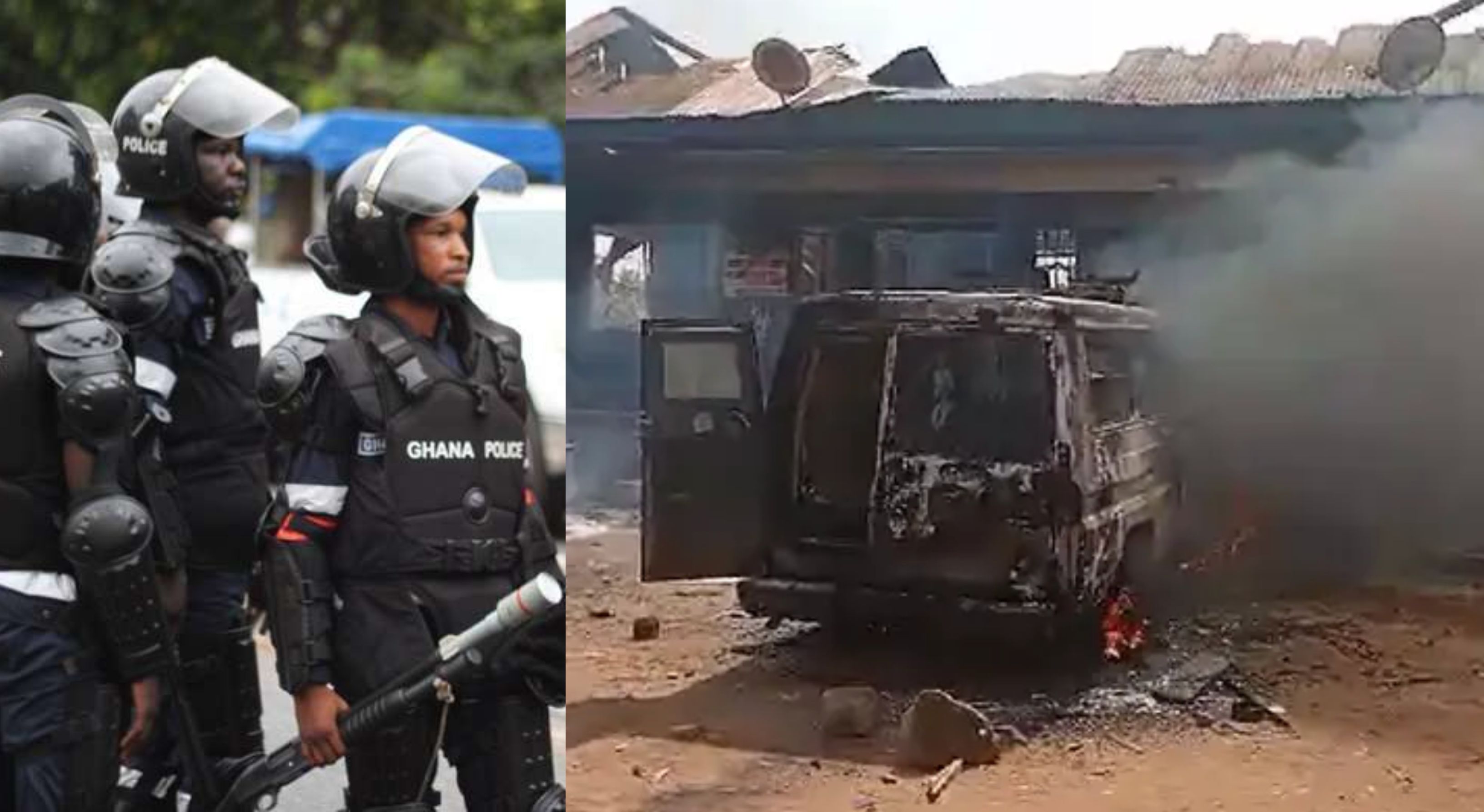 Police details why angry Ejura youth burn police station and vehicles, confirms calm restored