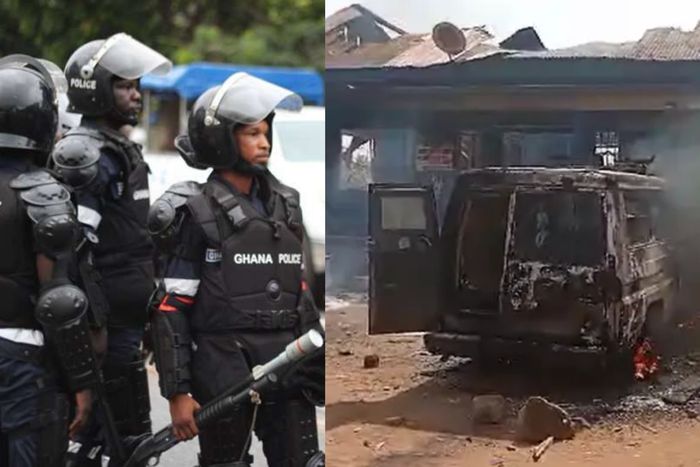 Police details why angry Ejura youth burn police station and vehicles, confirms calm restored