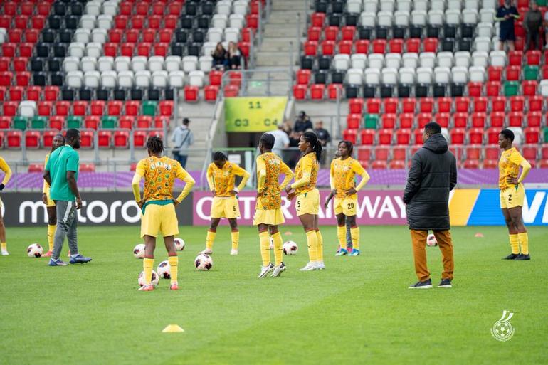 Black Princesses during their pre-game warm up