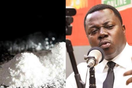 An image of cocaine (left) and Member of Parliament for Assin South Constituency, Rev. John Ntim Fordjour (right)