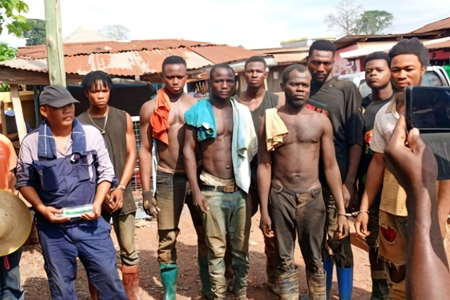Galamsey: 3 Chinese, 9 Ghanaians arrested for illegal mining in Western Region  Photo Credit: Ghana News Agency