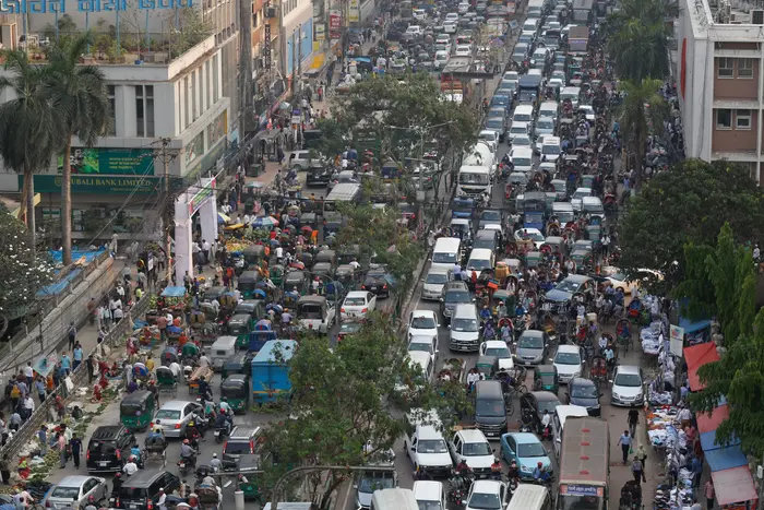 Vehicles stuck in the traffic jam during the holy month of Ramadan in Dhaka, Bangladesh on March 27, 2023. (Photo by Rehman Asad/NurPhoto via Getty Images)Rehman Asad/NurPhoto — Getty