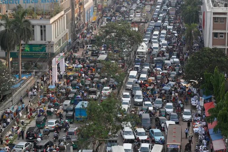 Vehicles stuck in the traffic jam during the holy month of Ramadan in Dhaka, Bangladesh on March 27, 2023. (Photo by Rehman Asad/NurPhoto via Getty Images)Rehman Asad/NurPhoto — Getty
