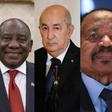 South Africa President, Cyril Ramaphosa (left), Algeria President Abdelmadjid Tebboune (middle) and Cameroon President, Paul Biya (right)
