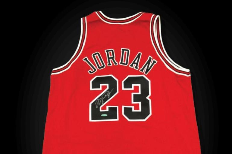 A Chicago Bulls jersey Michael Jordan wore during the 1998 NBA Finals was sold by Hunt Auctions through a private treaty sale. (Photo via Hunt Auctions)