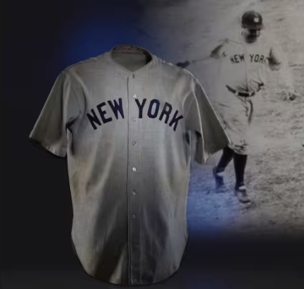 The jersey Babe Ruth wore in Game 3 of the 1932 World Series in Chicago, where he famously pointed to the outfield and hit a home run on the next pitch, is being sold by Heritage Auctions in July. 
HA.com