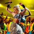 JOHANNESBURG, SOUTH AFRICA - JUNE 10: Shakira performs a song during the kick-off celebration concert for the 2010 FIFA World Cup at the Orlando Stadium on June 10, 2010 in Soweto, South Africa. (Photo by Stuart Franklin/Getty Images)