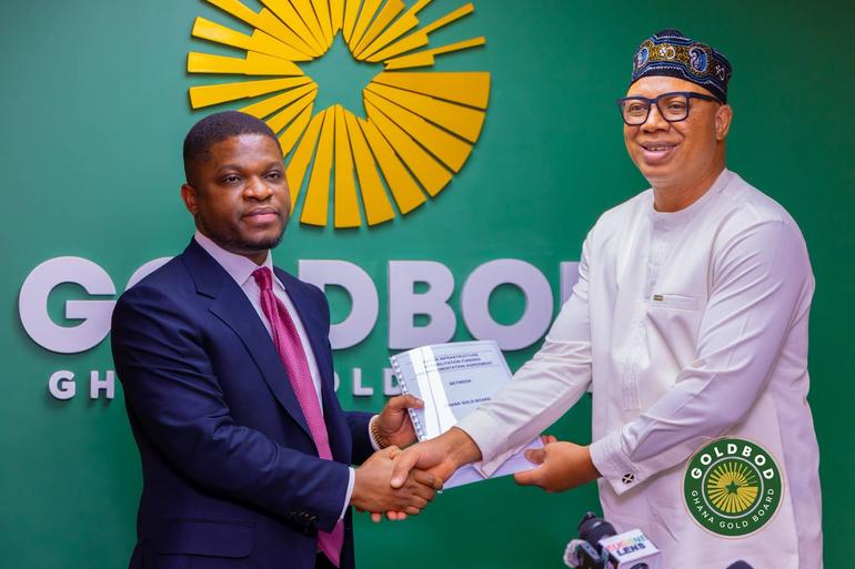 GoldBod Chief Executive Officer Sammy Gyamfi and the Managing Director of Ghana Water Limited (GWL), Hon. Adam Mutawakilu