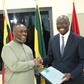Kenneth Gilbert Adjei (left) and Finance Minister, Ato Forson (right) during the handing over