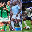 Augustine Boakye scored for Saint-Étienne (left), Semenyo featured in the Manchester Derby (middle) and Kudus comes off the bench in Tottenham's draw (right)