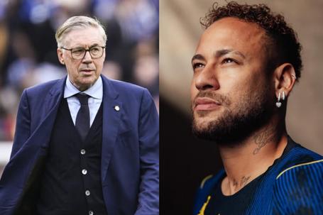Brazil coach Carlo Ancelotti  and Neymar
