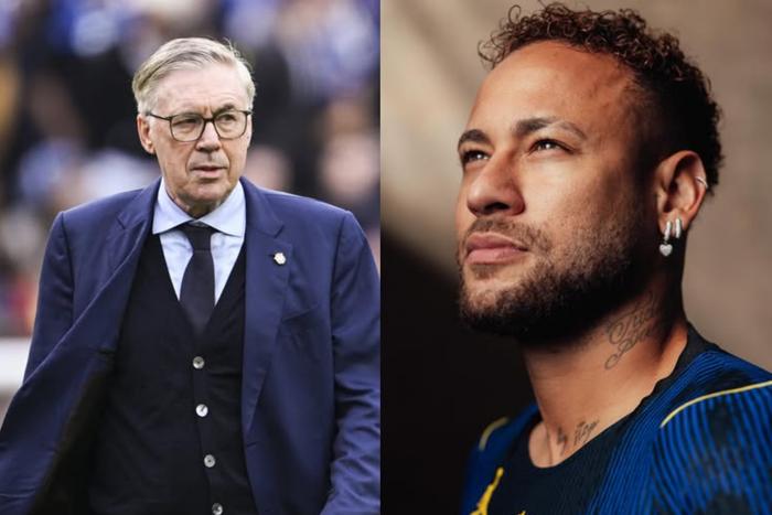 Brazil coach Carlo Ancelotti  and Neymar