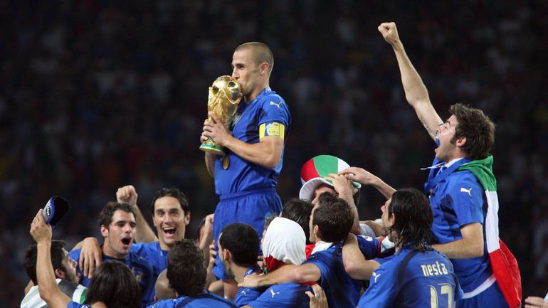 Fabio Cannavaro lifts the World Cup for Italy in 2006