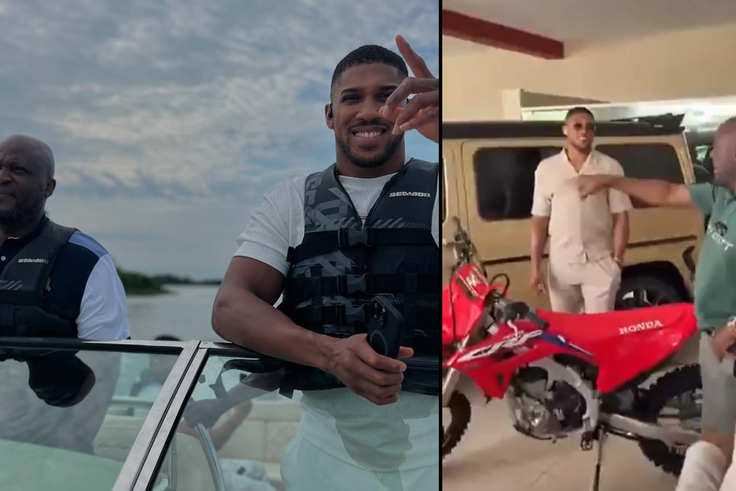Ibrahim Mahama gifts Anthony Joshua expensive motorbike worth about GH₵100,000 (Video)