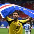 Cape Verde's goalkeeper, Vozinha, celebrates with his national flag at the end of the 2026 World Cup Group H football match between Spain and Cape Verde at Atlanta Stadium in Atlanta on June 15, 2026 [AFP]