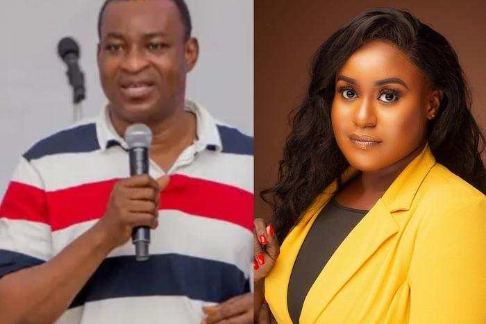 Ashanti Regional NPP Chairman Bernard Antwi-Boasiako (left), Presidential Staffer, Rosemond Obeng (right)