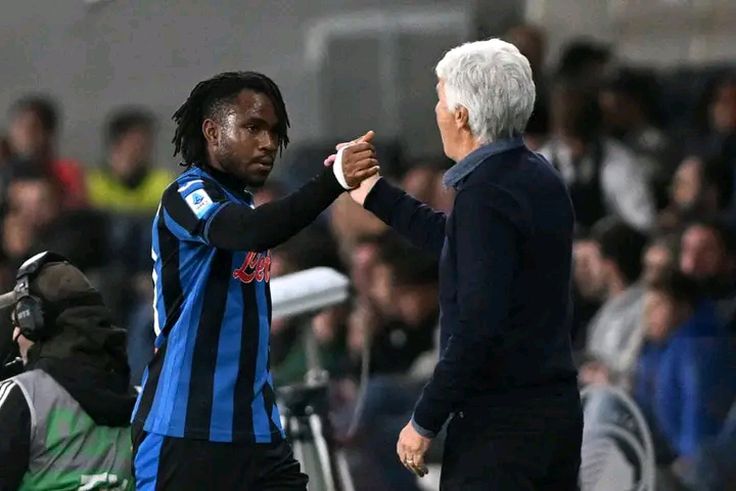 Atalanta manager Gian Piero Gasperini and Ademola Lookman