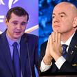 Former Chief Operating Officer FIFA, Kevin Lamour (left) and FIFA president Gianni Infantino