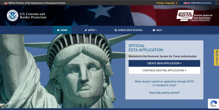 Applications should be submitted through the official US Customs and Border Protection ESTA website.