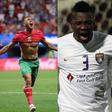 Moroccan forward Soufiane Rahimi (left) and Asamoah Gyan (right)