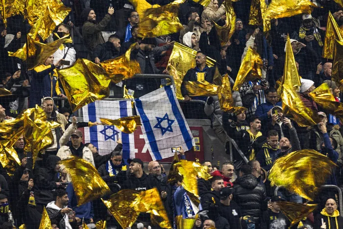 Maccabi Tel Aviv supporters at the Johan-Cruijff stadium, in Amsterdam in November 2024. Ugly confrontations unfolded after the game  Credit: ROBIN VAN LONKHUIJSEN/ANP/AFP via Getty Images