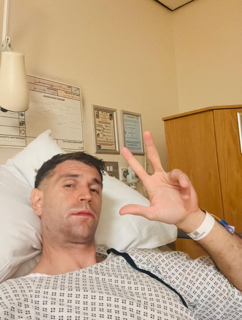 Emiliano Martinez after undergoing surgery