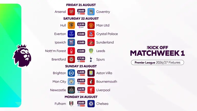 Premier League fixtures