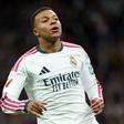 La Liga EA match between Real Madrid CF and Sevilla FC at Bernabeu Stadium, on October 18, 2026. Kylian Mbappe of Real Madrid CF celebrates his goal during the La Liga EA Sport match between Real Madrid CF and Sevilla FC at Bernabeu Stadium.