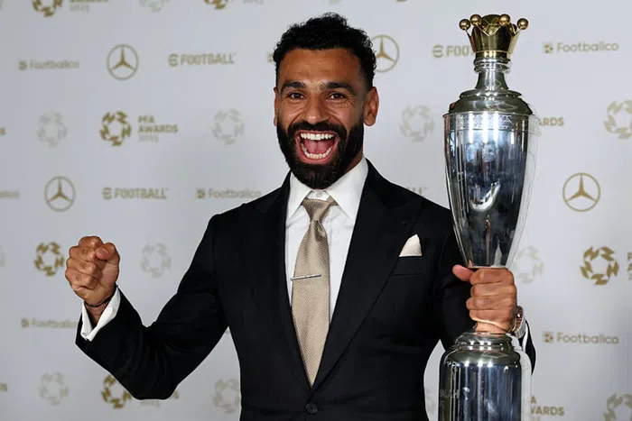 Mohamed Salah is the first player ever to win the award three times. / Darren Staples/AFP via Getty Images