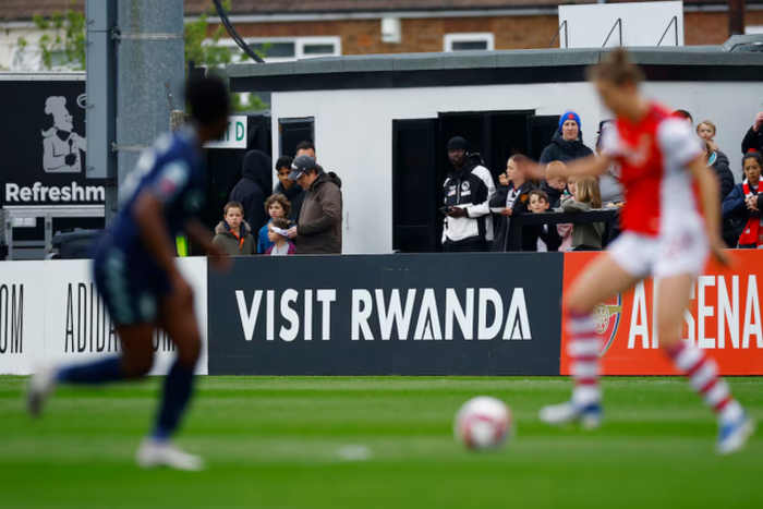 Soccer Football - Women's Super League - Arsenal v Aston Villa - Meadow Park, Borehamwood, Britain - May 1, 2022 Visit Rwanda advertisement Action Images via Reuters/Andrew Boyers/File Photo Purchase Licensing Rights