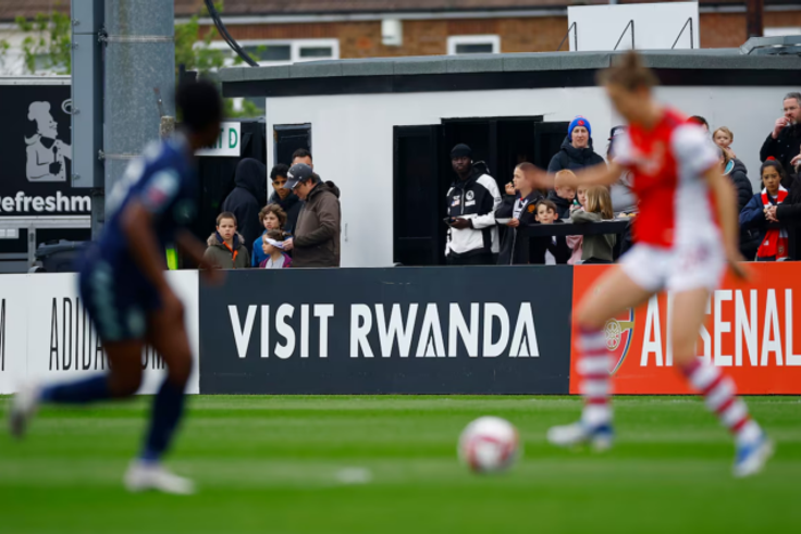 Soccer Football - Women's Super League - Arsenal v Aston Villa - Meadow Park, Borehamwood, Britain - May 1, 2022 Visit Rwanda advertisement Action Images via Reuters/Andrew Boyers/File Photo Purchase Licensing Rights