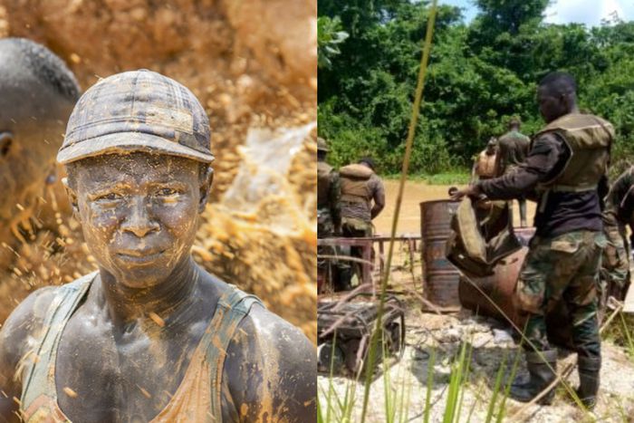 Galamsey: Soldiers arrest illegal miner who covered himself in mud [Video]