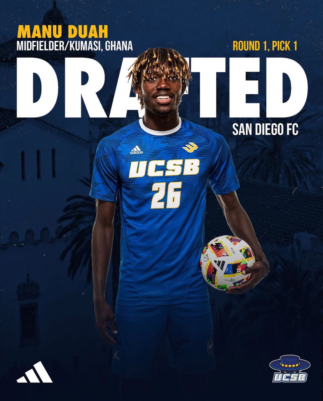 Ghanaian prodigy Manu Duah drafted number 1 pick in 2025 MLS draft