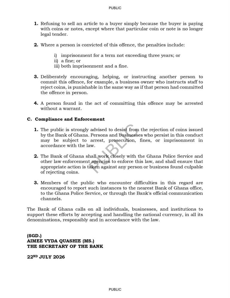 A notice issued on Wednesday, July 22, signed by its secretary, Aimee Vyda Quashie