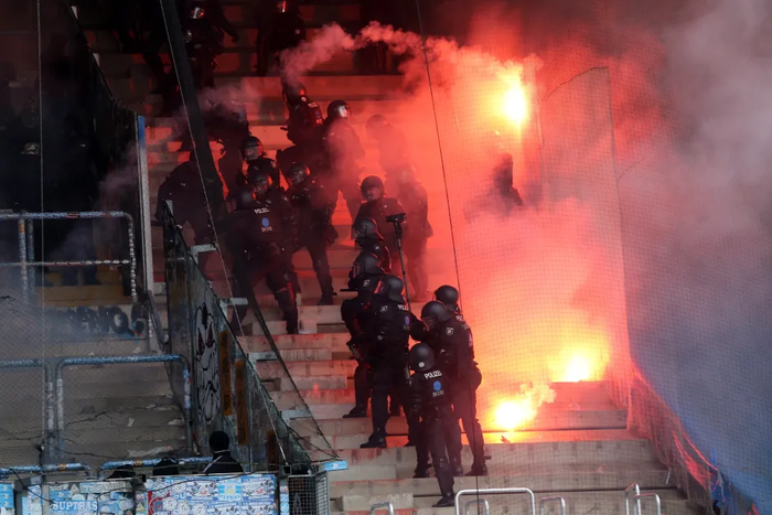 fans-dresden-rostock-throw-lit-/ Getty Image