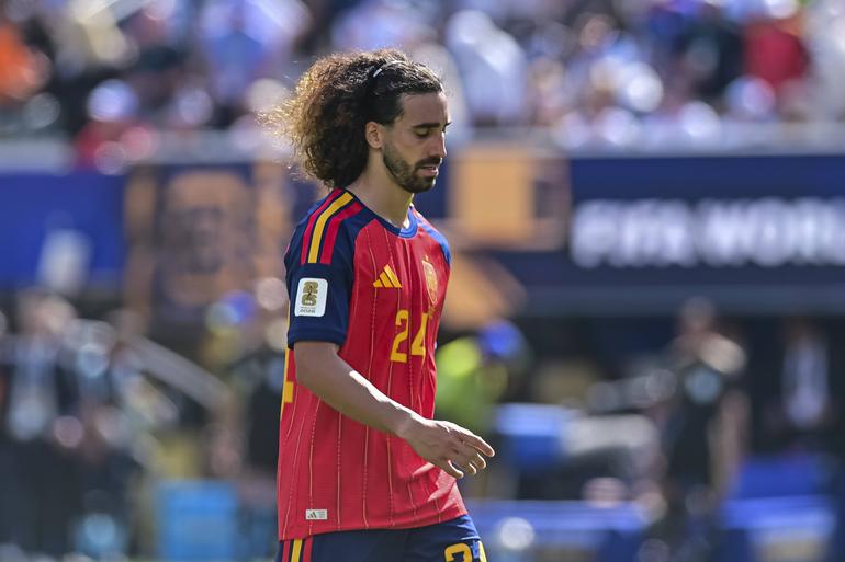FIFA World Cup, WM, Weltmeisterschaft, Fussball 2026 Marc Cucurella of Spain looks on during the FIFA World Cup 2026 Final match between Spain and Argentina