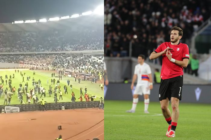 Chaos erupts as fans clash and storm pitch in Georgia vs Armenia showdown