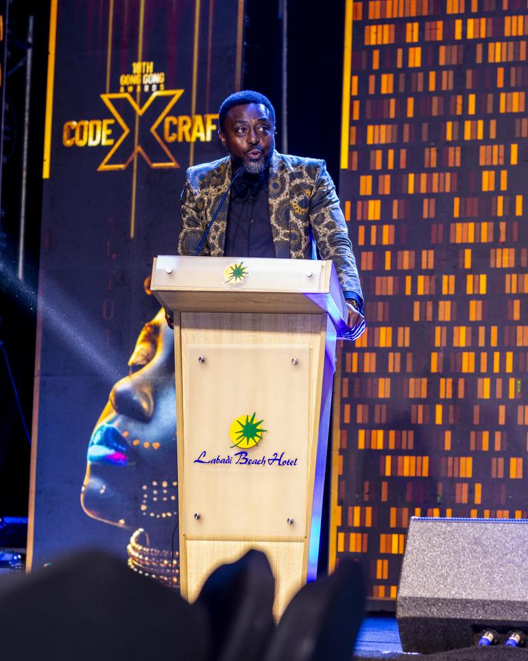 Master of Ceremonies Kafui Dey emerged with a co-host the audience had not expected — Aura, an AI-generated holographic personality.