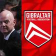 FIFA president, Gianni Infantino (left) and  Gibraltar FA (right)