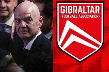 FIFA president, Gianni Infantino (left) and  Gibraltar FA (right)