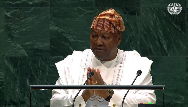 President Mahama addressing the 81st United Nations General Assembly in New York