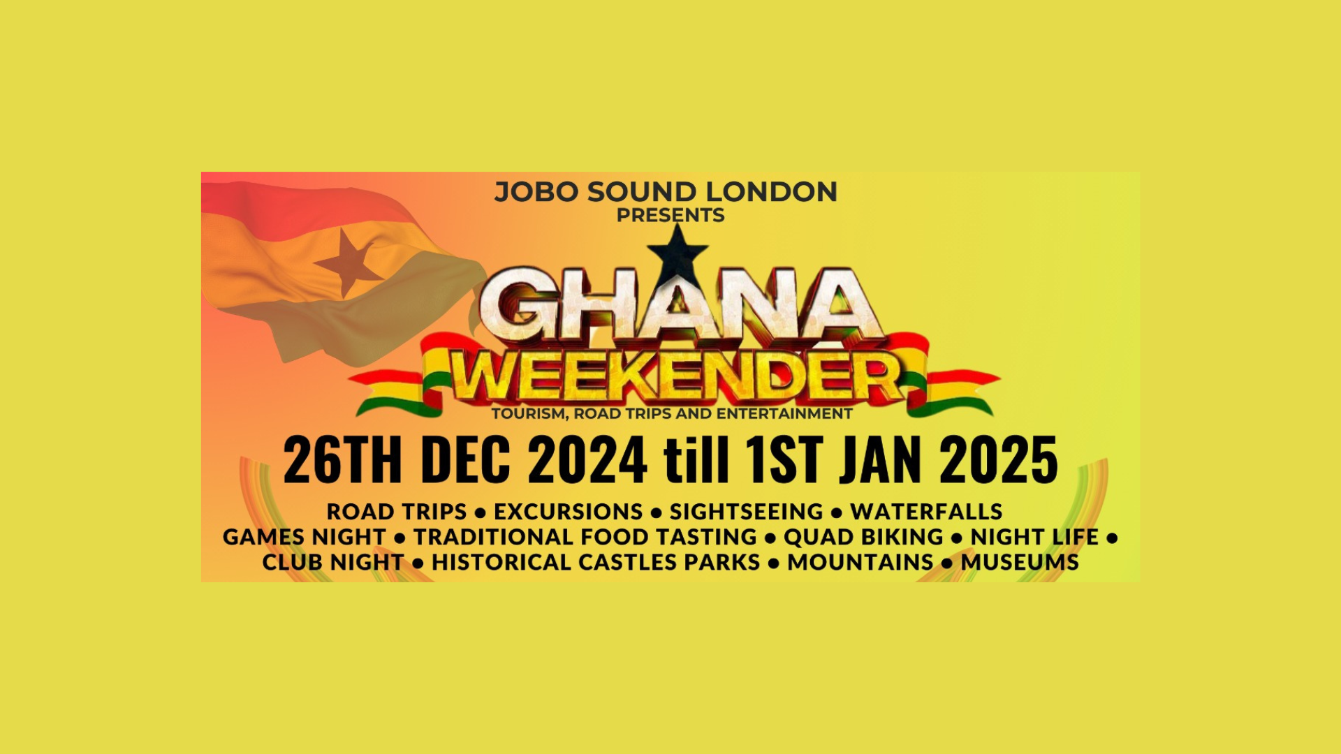 Here's a line up of Ghana Weekender activities you shouldn't miss this December