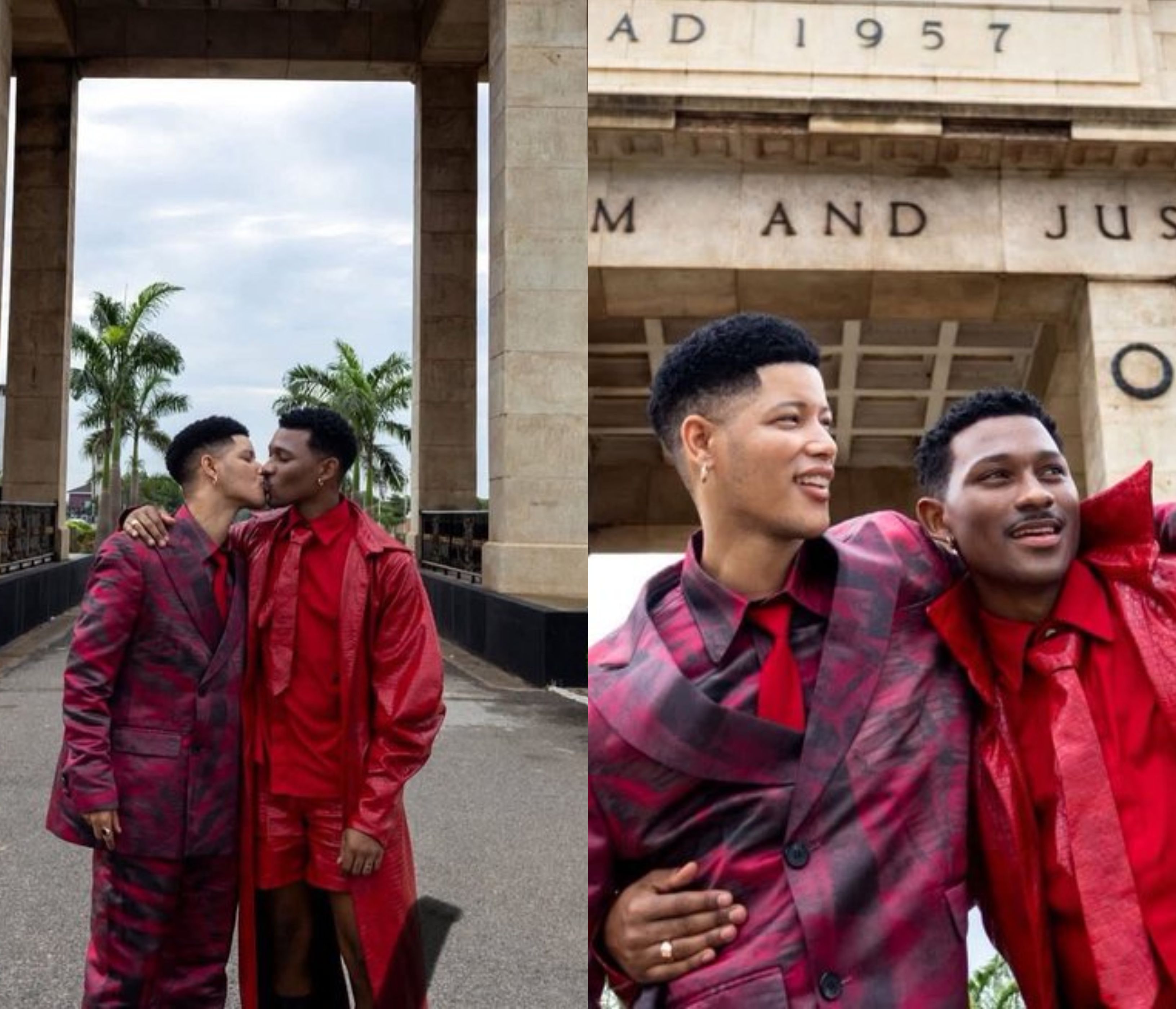 Ghanaians divided as gay couple share kissing photos at Independence Arch