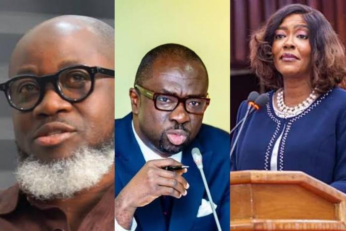 Acting Executive Director of  Economic and Organised Crime Office (EOCO), Raymond Archer (left),  Manhyia South Member of Parliament and lawyer, Nana Agyei Baffour Awuah (middle) and The president of the Ghana Bar Association, Efua Ghartey (right)