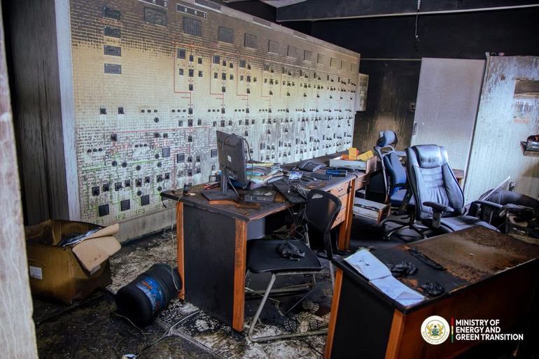 The Akosombo GRIDCo substation fire THAT wiped 1000 megawats of power off Ghana's national GRID. Image credit: Ministry of Energy and Green Transition