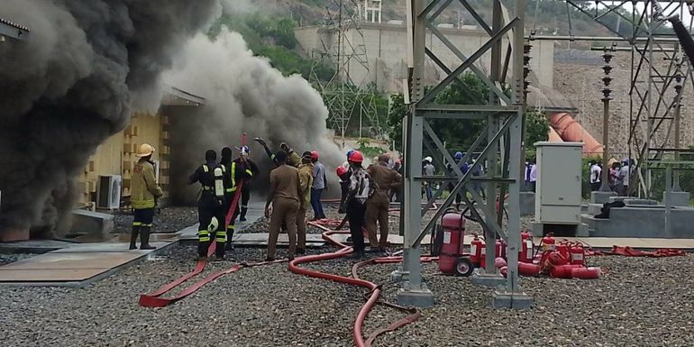 Photos of the recent fire outbreak at the Akosombo power control center via citinewsroom