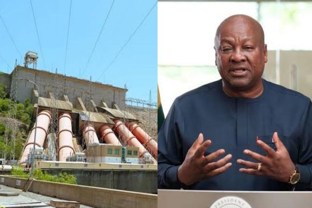 Akosombo Dam (left) and John Dramani Mahama (right)